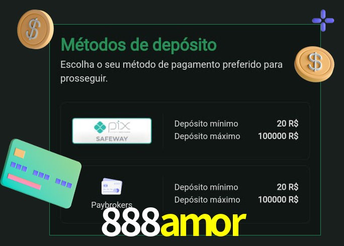 O cassino 888amor oferece uma grande variedade de métodos de pagamento